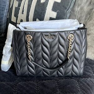 Kate Spade Black Quilted Shoulder Bag with Gold Accents